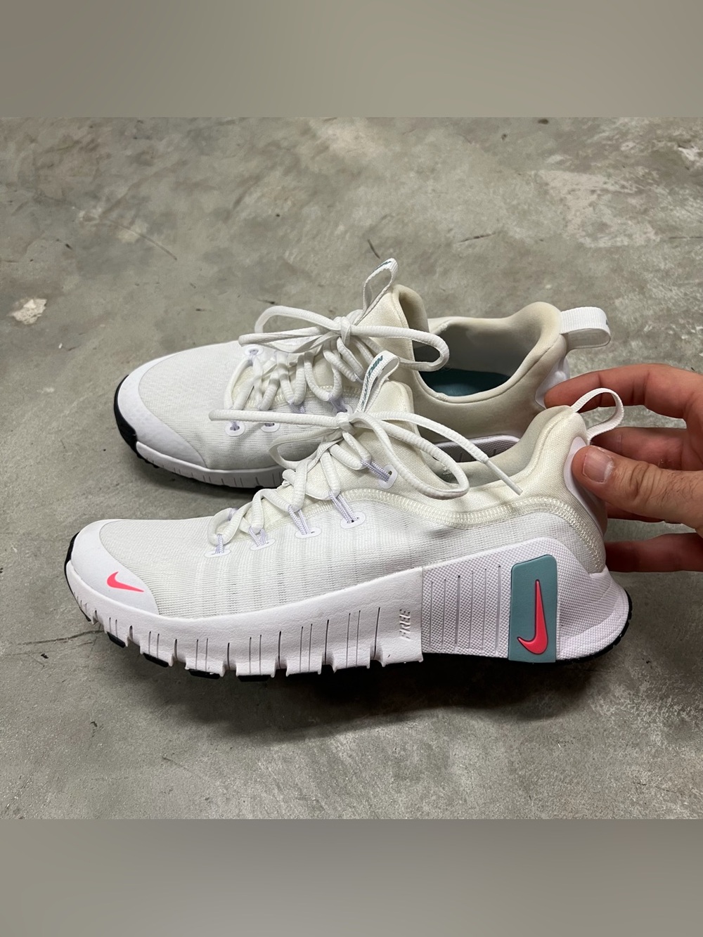Nike Women’s White Athletic Sneakers with Pink Accents